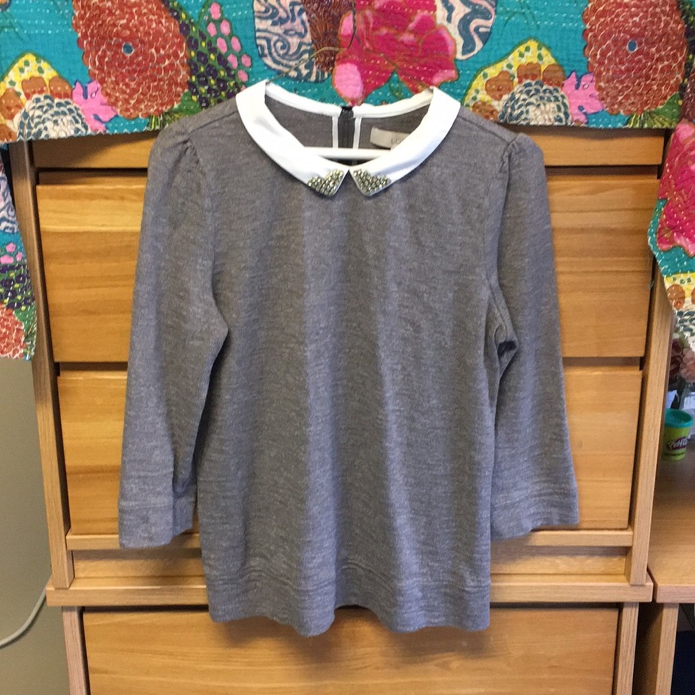LOFT jeweled collar sweater